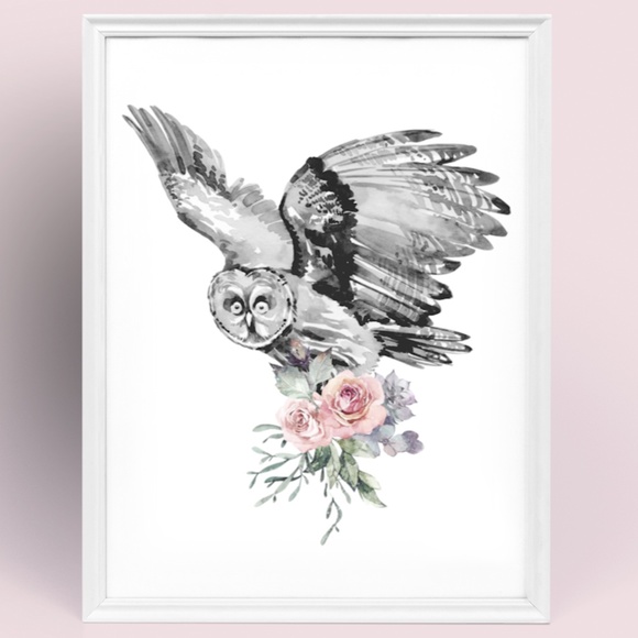 Other - Owl Illustration Watercolor Wall Art Print Poster Unframed